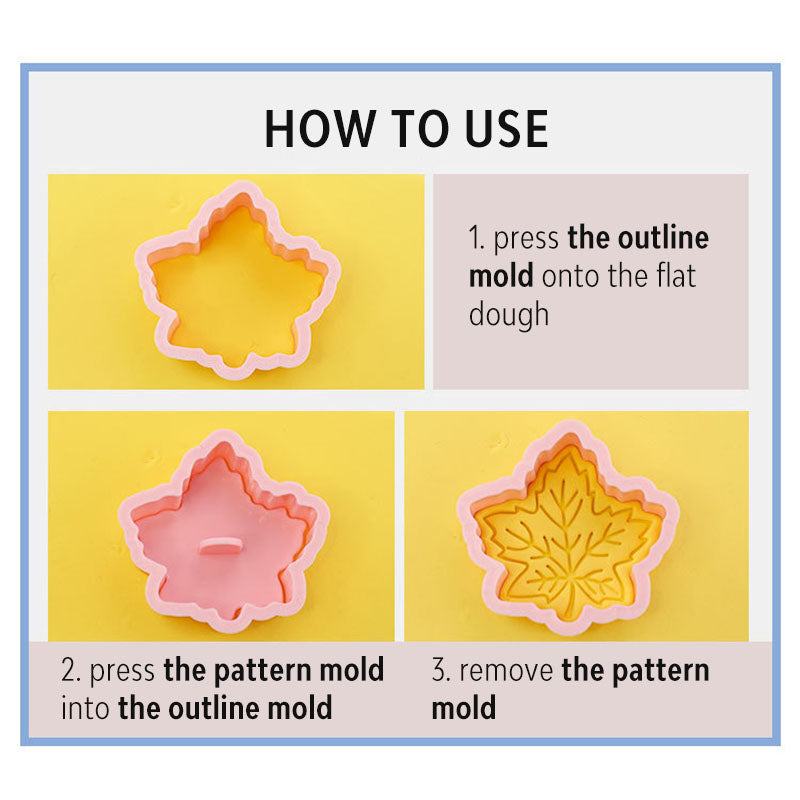 Set 8 Pcs Cookies Cutter Stamp Cetakan Kue Kering Press Tema Daun Pohon Plant Leaf