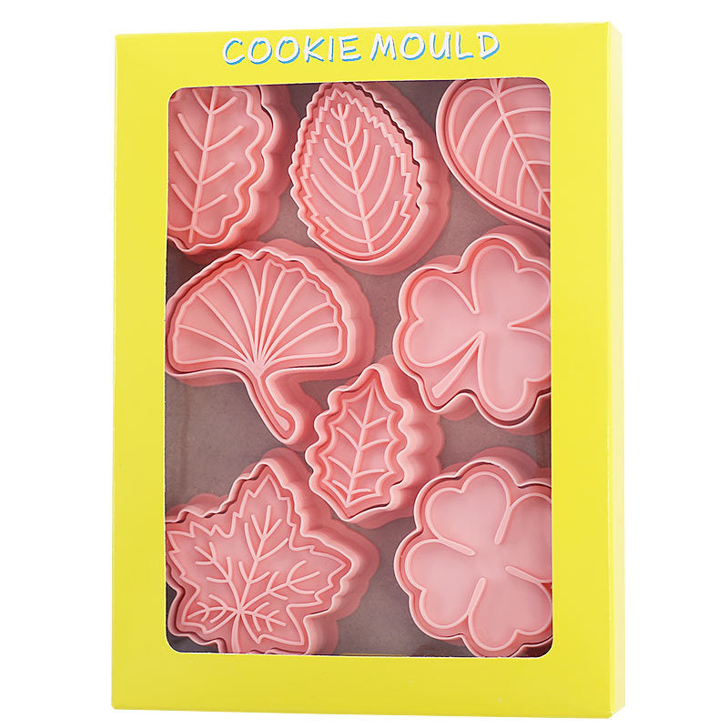 Set 8 Pcs Cookies Cutter Stamp Cetakan Kue Kering Press Tema Daun Pohon Plant Leaf