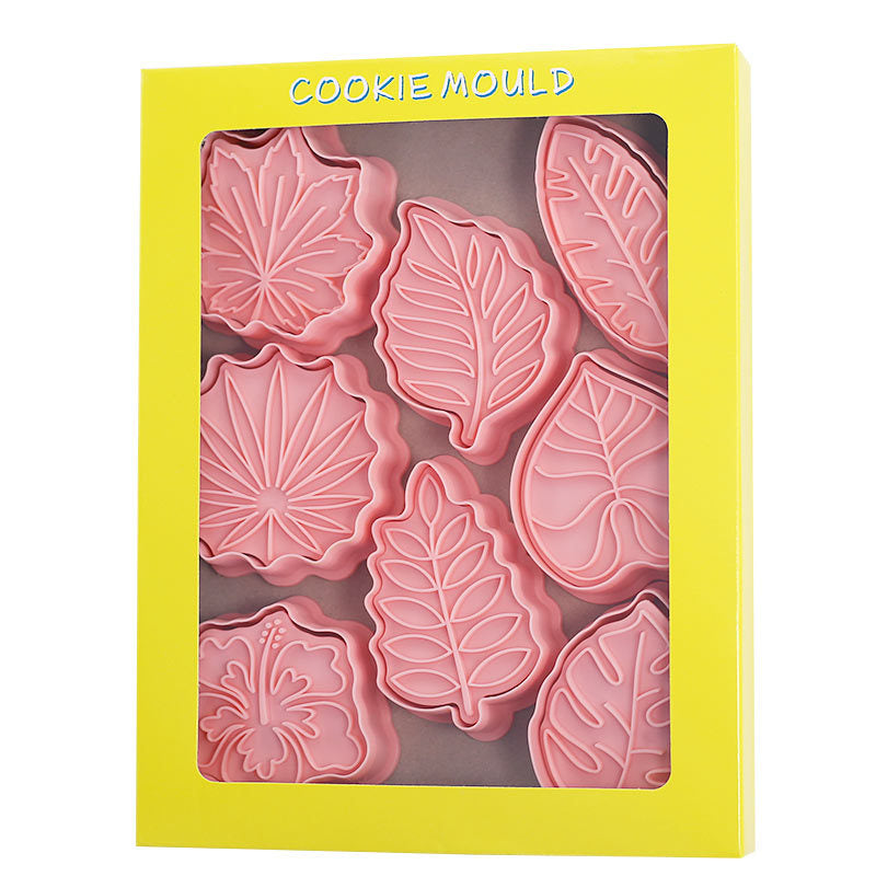 Set 8 Pcs Cookies Cutter Stamp Cetakan Kue Kering Press Tema Daun Pohon Plant Leaf