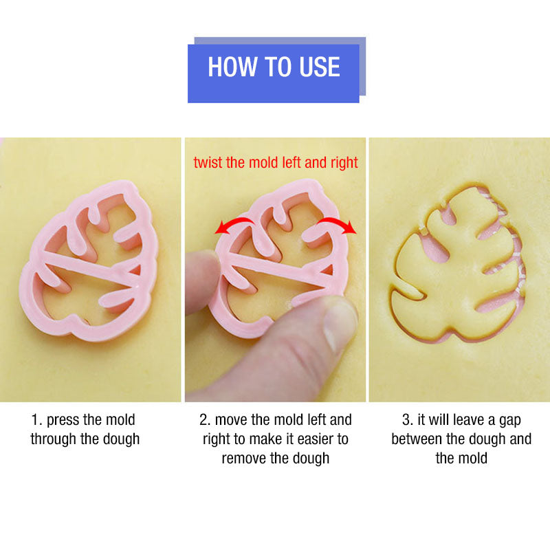 Set 8 Pcs Cookies Cutter Stamp Cetakan Kue Kering Press Tema Daun Pohon Plant Leaf