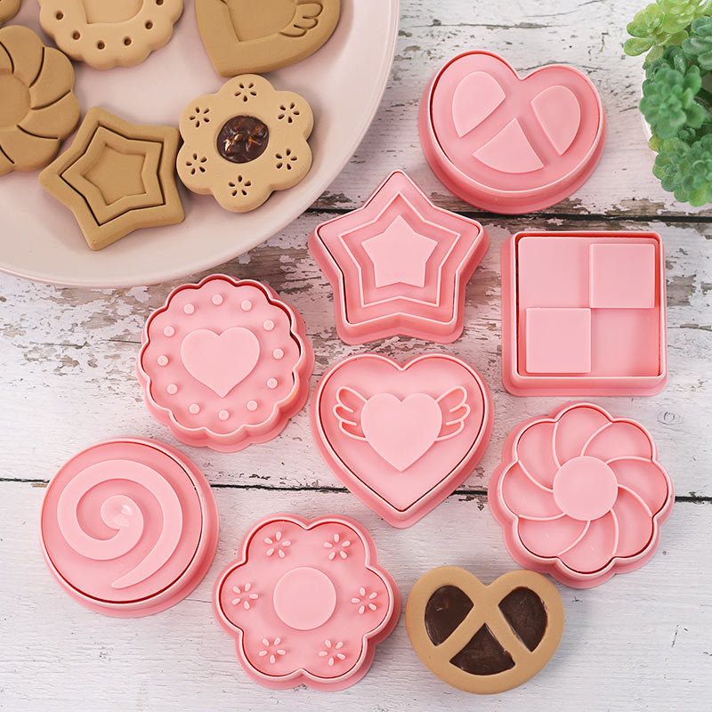 Set 8 Pcs Cookies Cutter Stamp Cetakan Kue Kering Press Tema Valentine