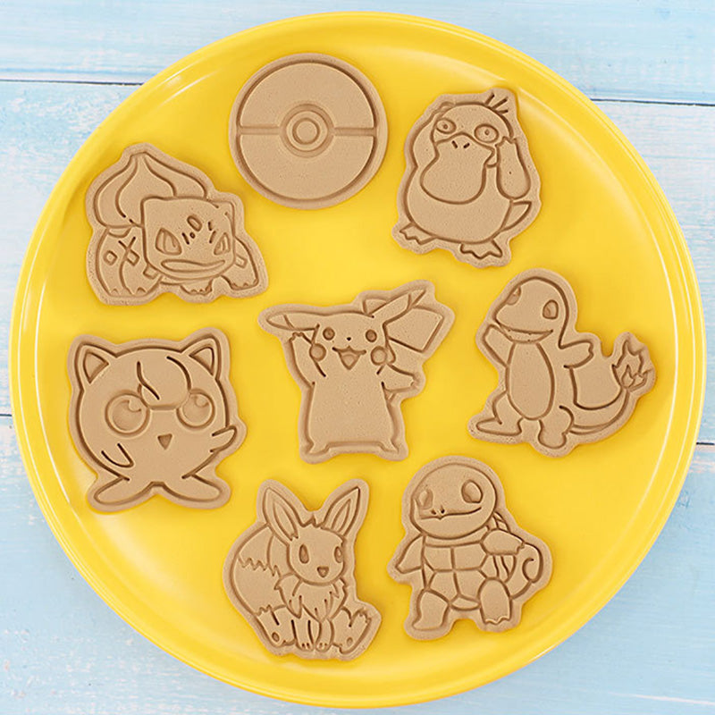Set 8 Pcs Cookies Cutter Stamp Cetakan Kue Kering Press Karakter Pokemon