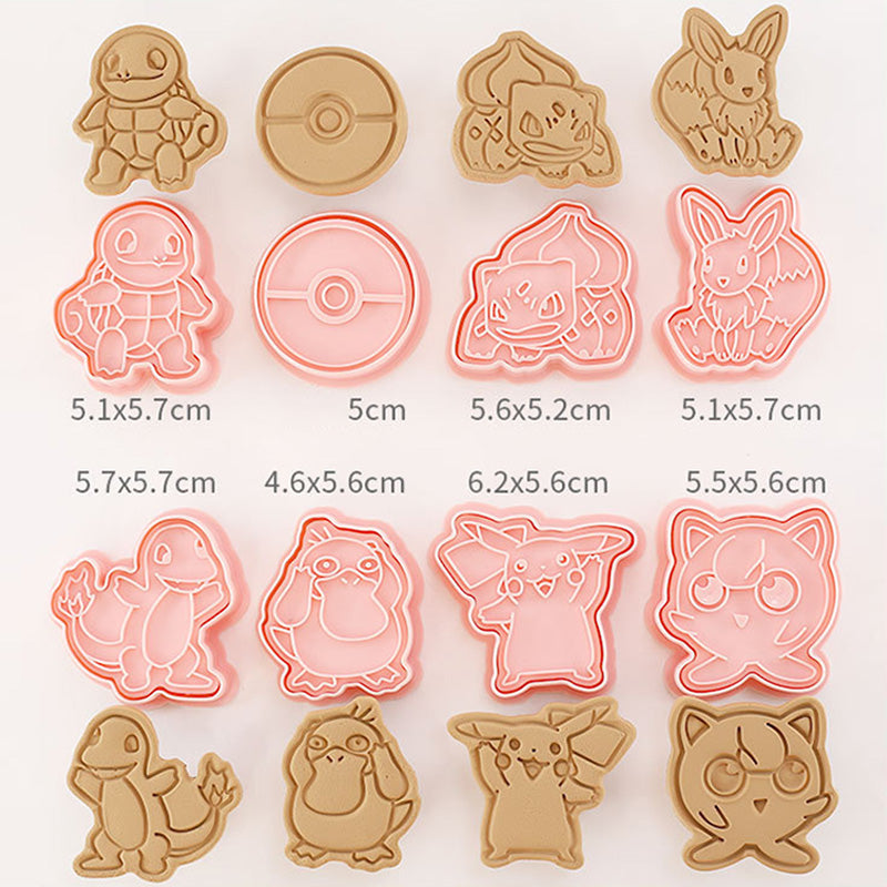 Set 8 Pcs Cookies Cutter Stamp Cetakan Kue Kering Press Karakter Pokemon