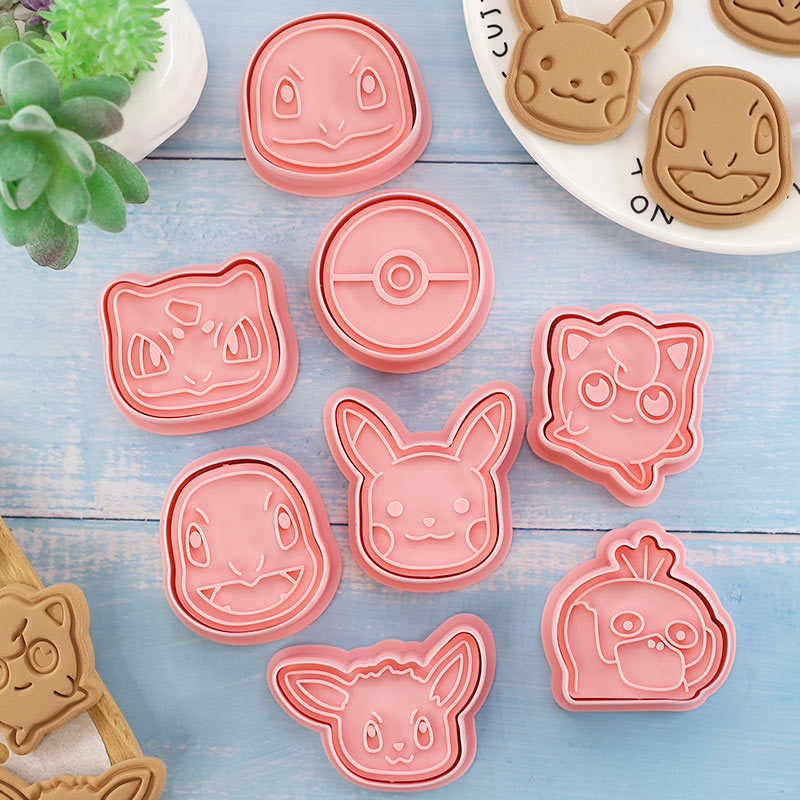 Set 8 Pcs Cookies Cutter Stamp Cetakan Kue Kering Press Karakter Pokemon