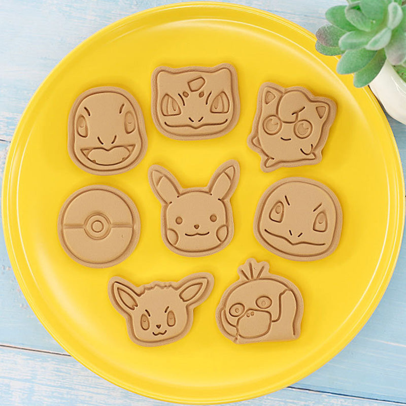 Set 8 Pcs Cookies Cutter Stamp Cetakan Kue Kering Press Karakter Pokemon