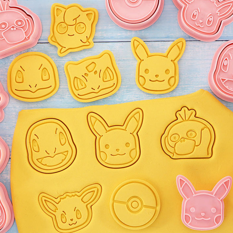 Set 8 Pcs Cookies Cutter Stamp Cetakan Kue Kering Press Karakter Pokemon