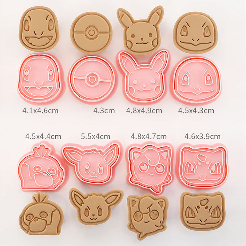 Set 8 Pcs Cookies Cutter Stamp Cetakan Kue Kering Press Karakter Pokemon