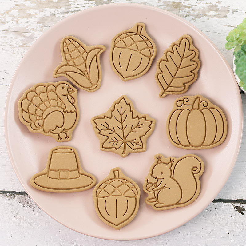 Set 8 Pcs Cookies Cutter Stamp Cetakan Kue Kering Press Tema Thanksgiving