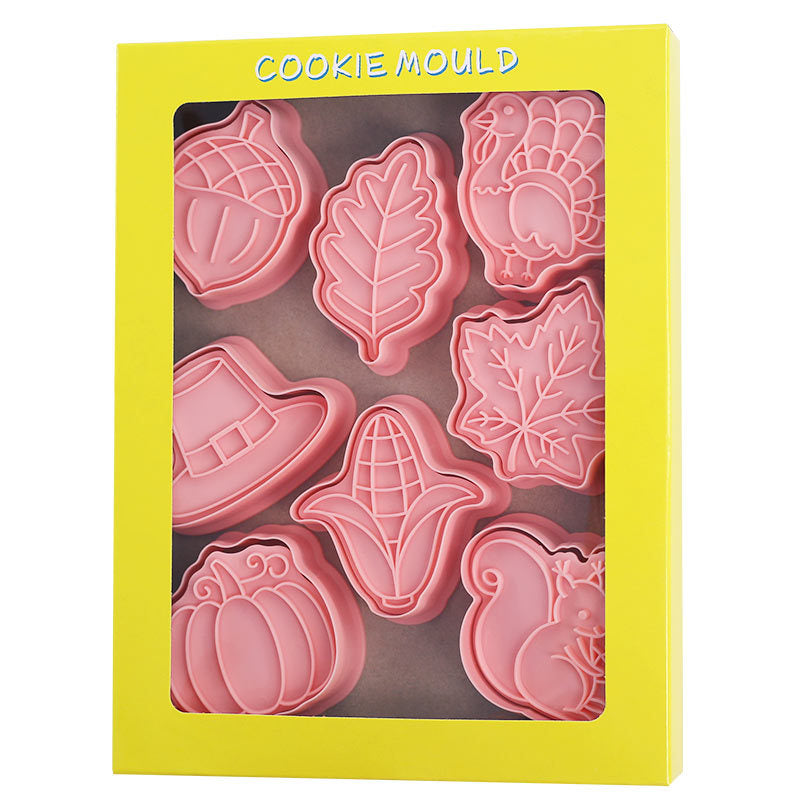 Set 8 Pcs Cookies Cutter Stamp Cetakan Kue Kering Press Tema Thanksgiving