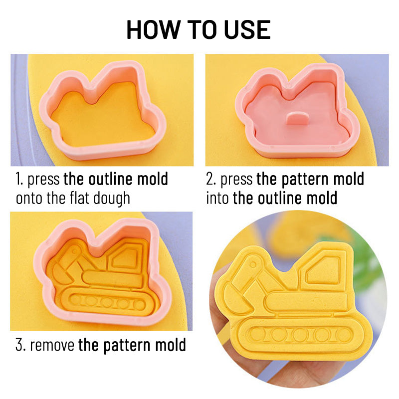 Set 8 Pcs Cookies Cutter Stamp Cetakan Kue Kering Press Tema Transportation