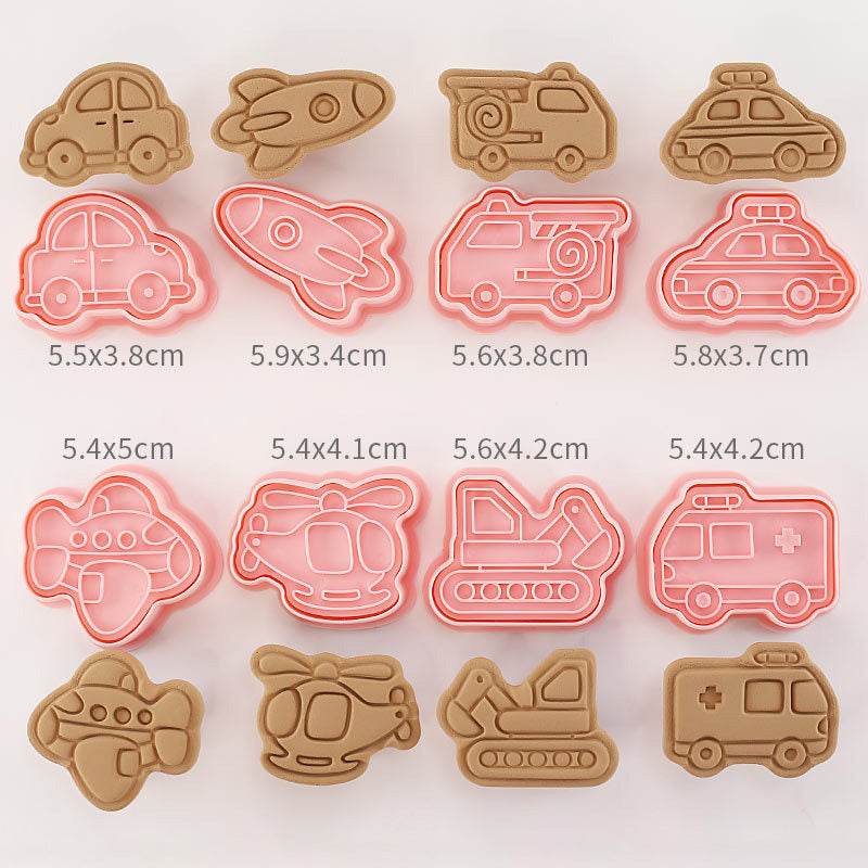 Set 8 Pcs Cookies Cutter Stamp Cetakan Kue Kering Press Tema Transportation