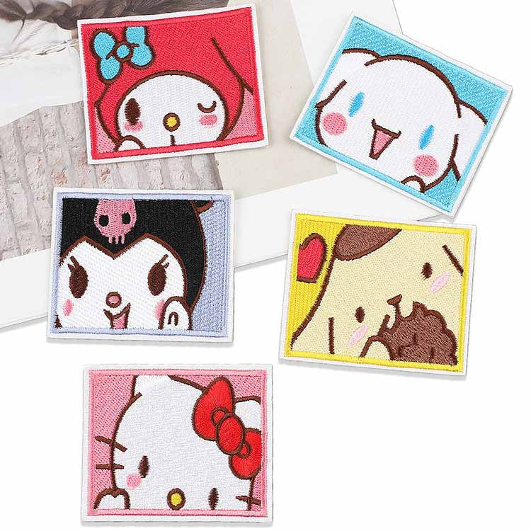 Bordir Patch Sticker Karakter Kartun Sanrio Kitty Melody Cinnamonroll Kuromi Series Tanpa Setrika Baju