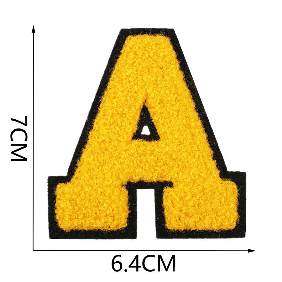 Bordir Patch Huruf Abjad Capital Letter Yellow Series Iron On Iron Patch Setrika Baju