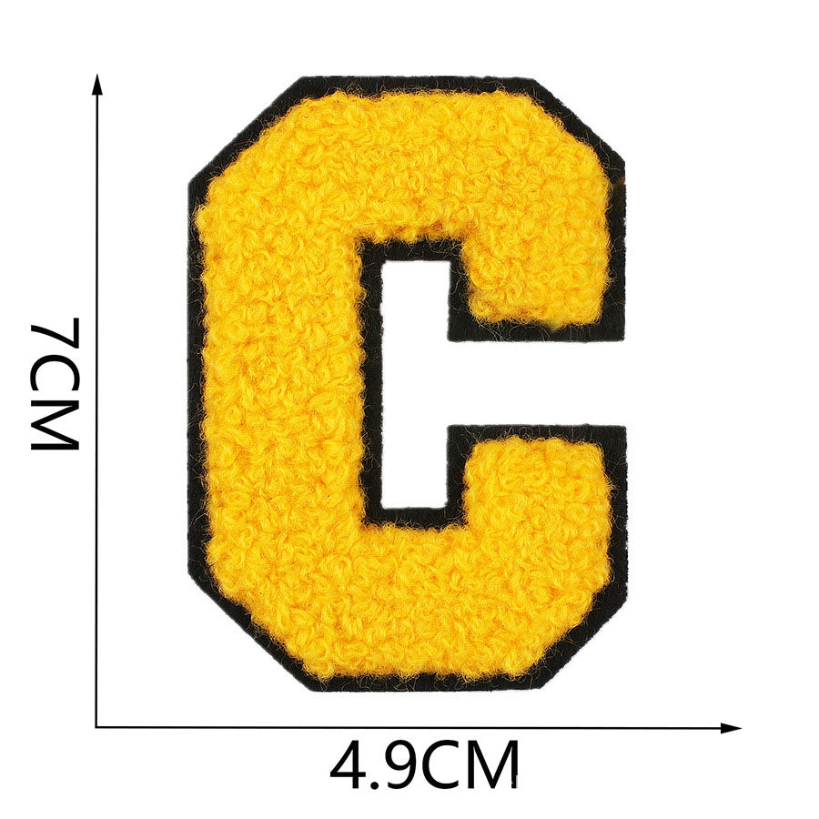 Bordir Patch Huruf Abjad Capital Letter Yellow Series Iron On Iron Patch Setrika Baju