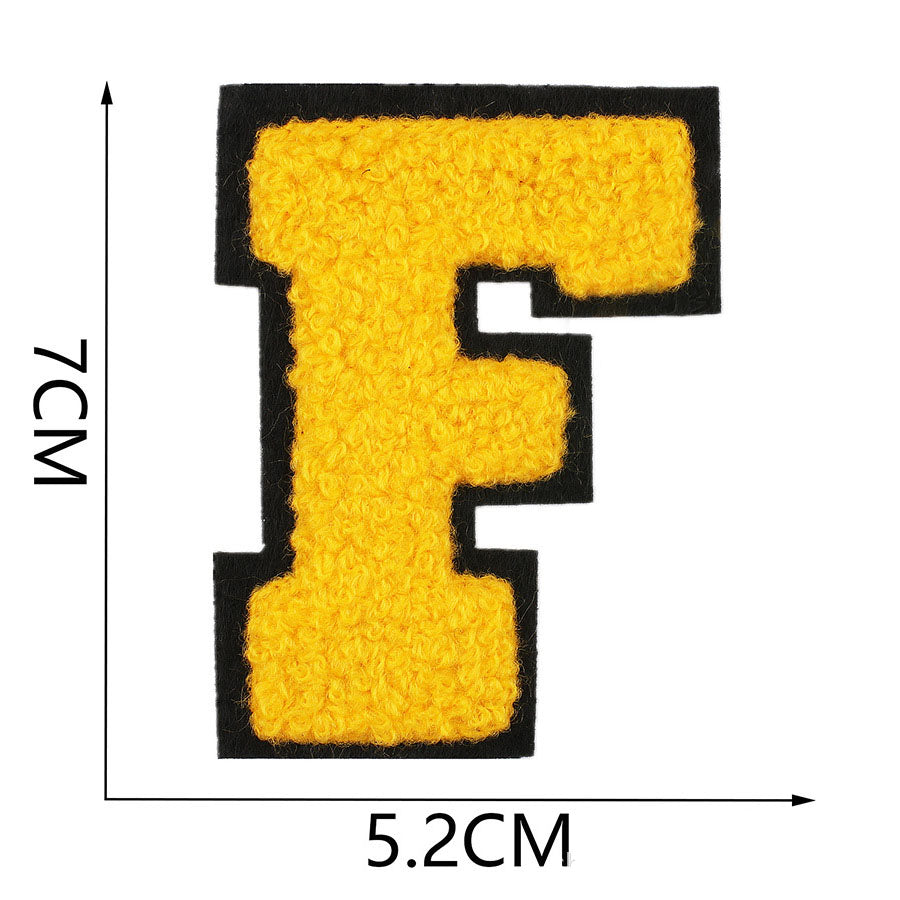 Bordir Patch Huruf Abjad Capital Letter Yellow Series Iron On Iron Patch Setrika Baju