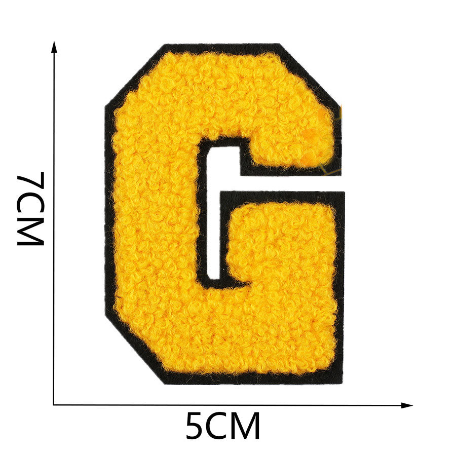 Bordir Patch Huruf Abjad Capital Letter Yellow Series Iron On Iron Patch Setrika Baju