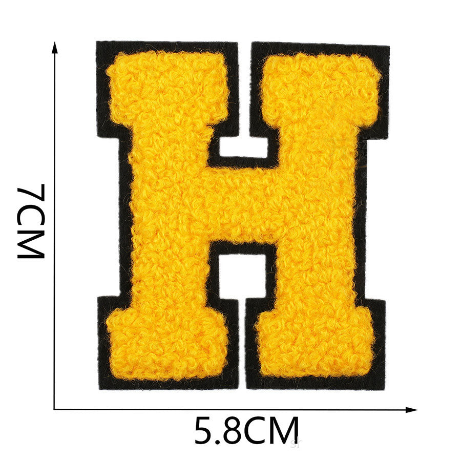 Bordir Patch Huruf Abjad Capital Letter Yellow Series Iron On Iron Patch Setrika Baju