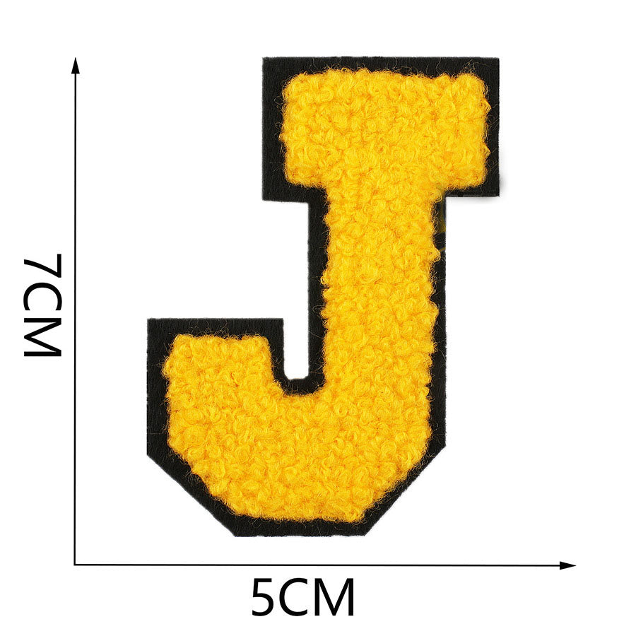 Bordir Patch Huruf Abjad Capital Letter Yellow Series Iron On Iron Patch Setrika Baju