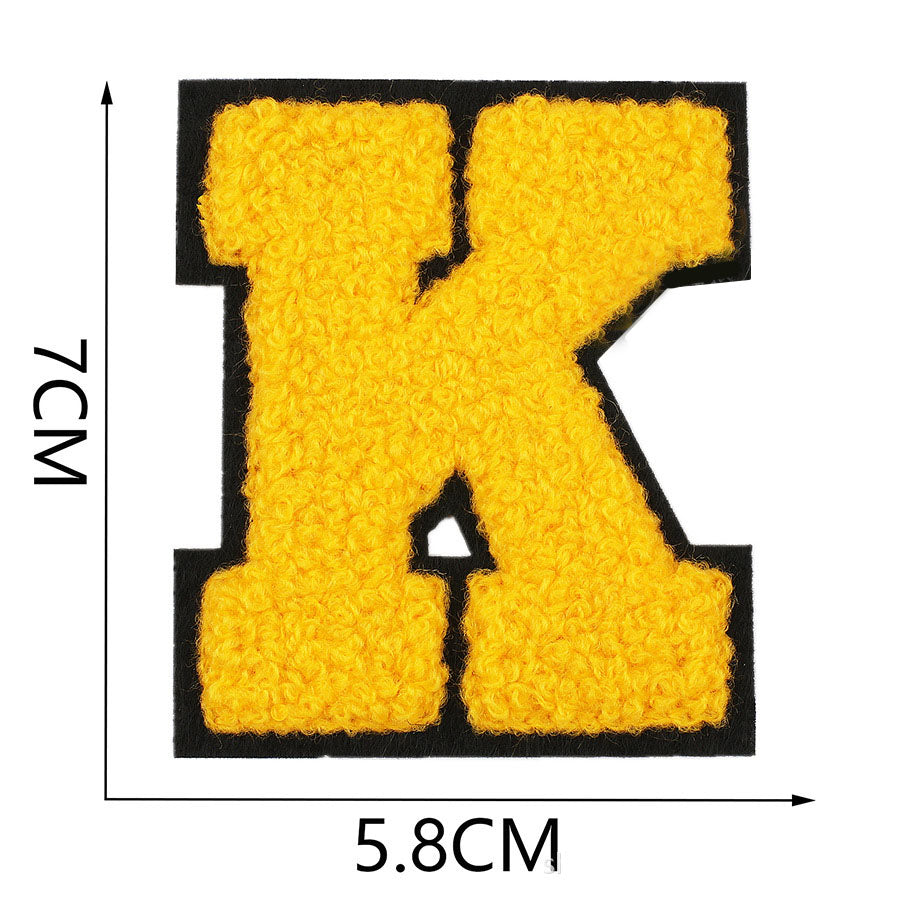 Bordir Patch Huruf Abjad Capital Letter Yellow Series Iron On Iron Patch Setrika Baju
