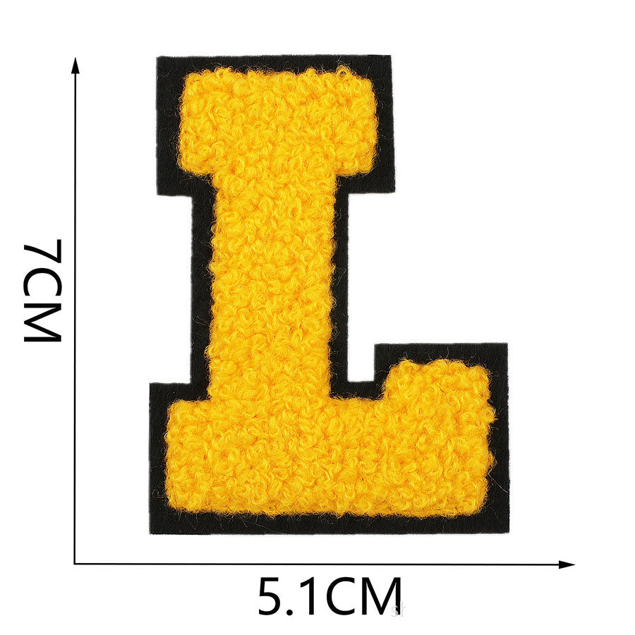 Bordir Patch Huruf Abjad Capital Letter Yellow Series Iron On Iron Patch Setrika Baju