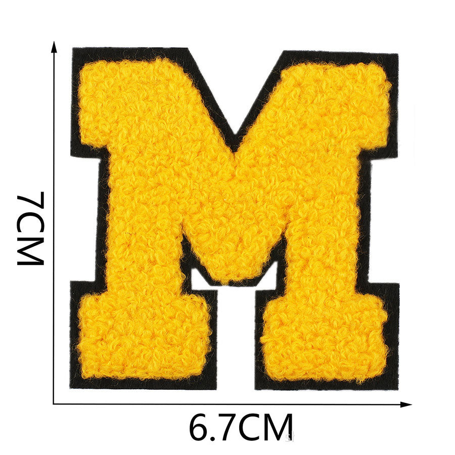 Bordir Patch Huruf Abjad Capital Letter Yellow Series Iron On Iron Patch Setrika Baju