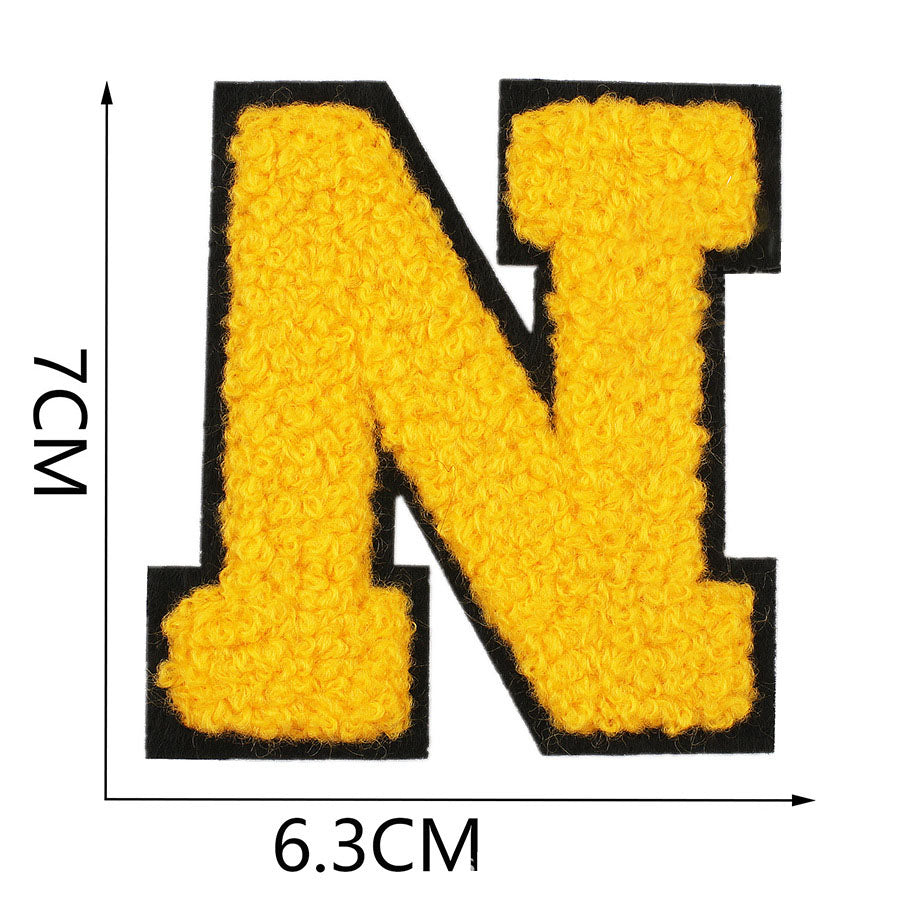 Bordir Patch Huruf Abjad Capital Letter Yellow Series Iron On Iron Patch Setrika Baju