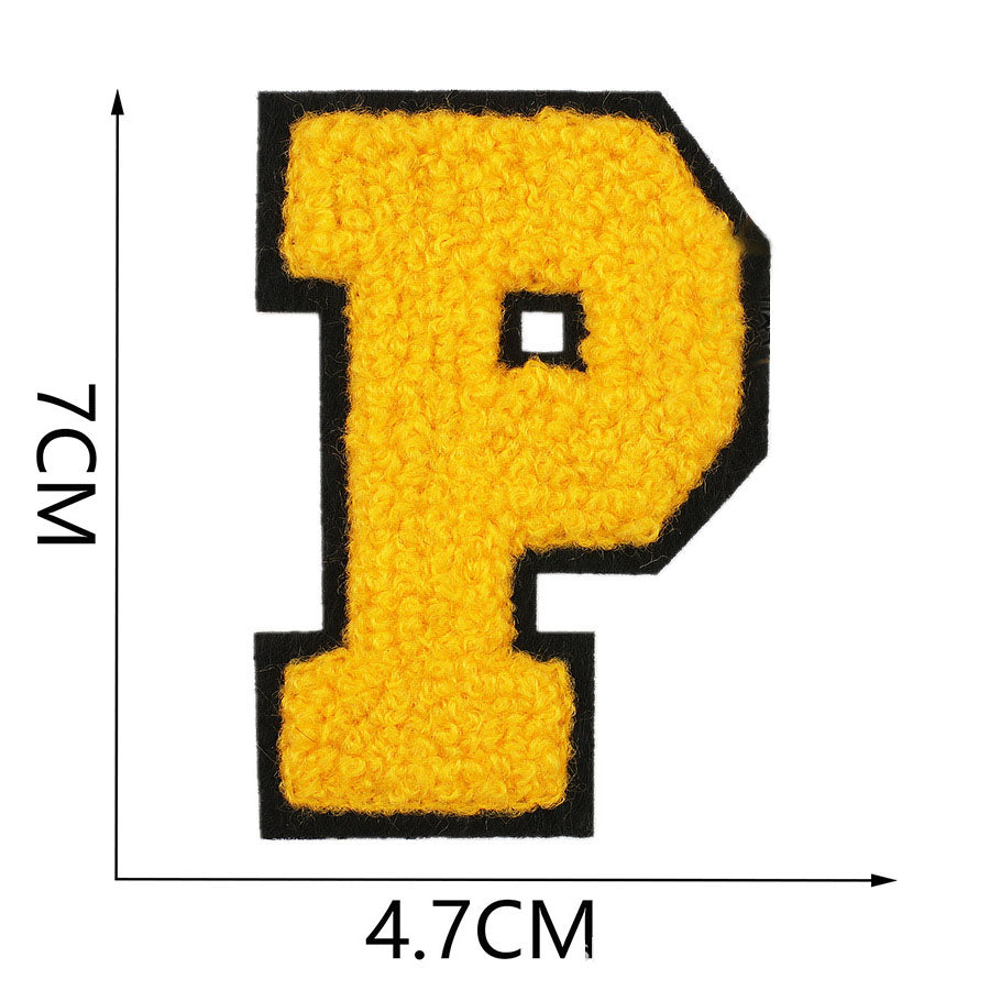 Bordir Patch Huruf Abjad Capital Letter Yellow Series Iron On Iron Patch Setrika Baju