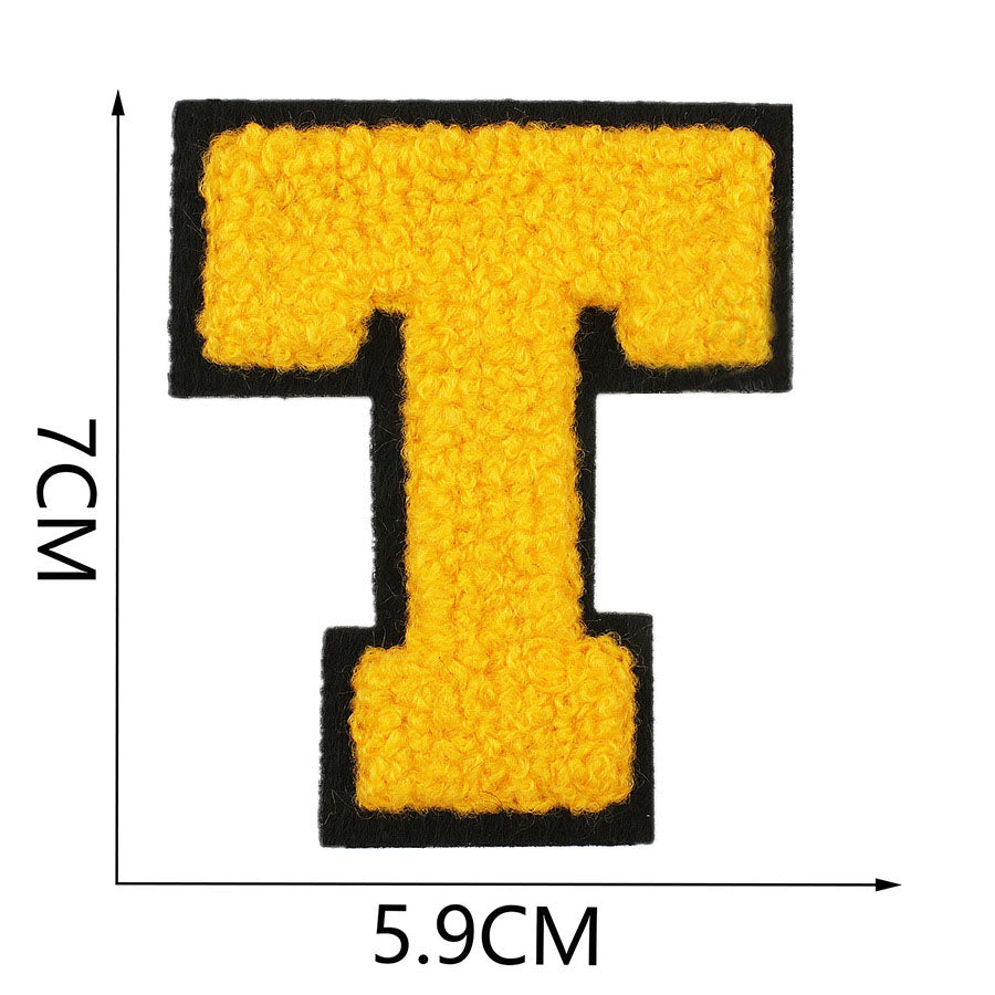 Bordir Patch Huruf Abjad Capital Letter Yellow Series Iron On Iron Patch Setrika Baju