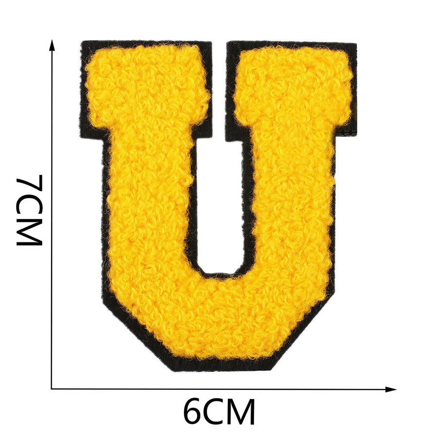 Bordir Patch Huruf Abjad Capital Letter Yellow Series Iron On Iron Patch Setrika Baju