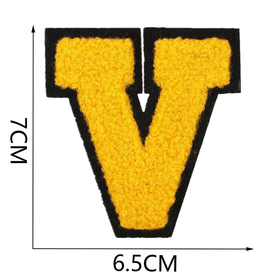 Bordir Patch Huruf Abjad Capital Letter Yellow Series Iron On Iron Patch Setrika Baju