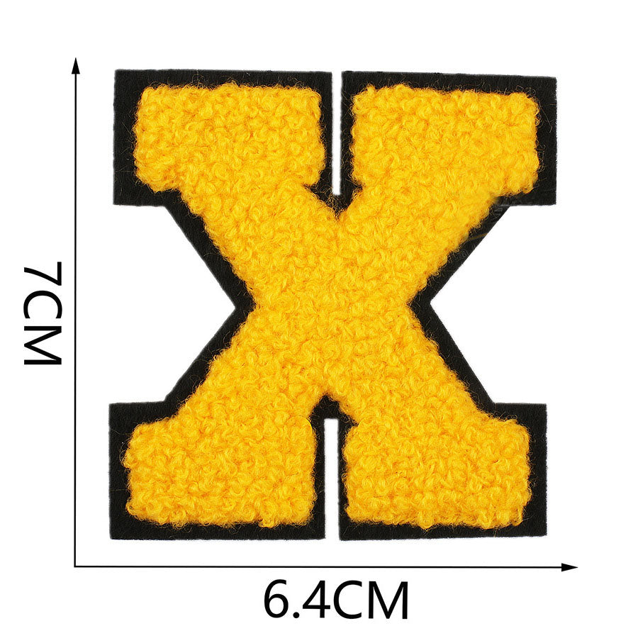 Bordir Patch Huruf Abjad Capital Letter Yellow Series Iron On Iron Patch Setrika Baju
