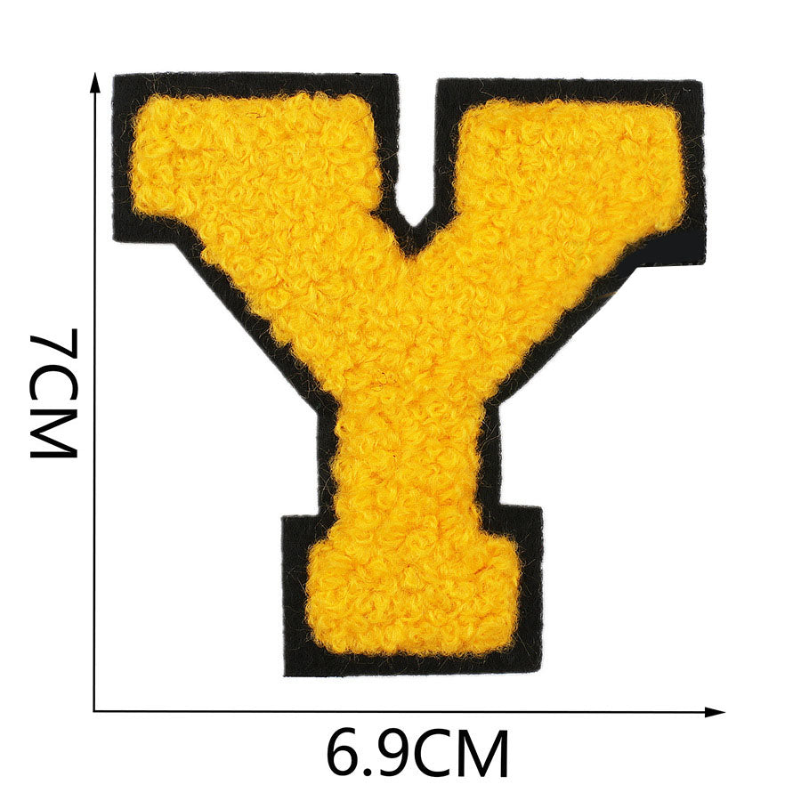 Bordir Patch Huruf Abjad Capital Letter Yellow Series Iron On Iron Patch Setrika Baju
