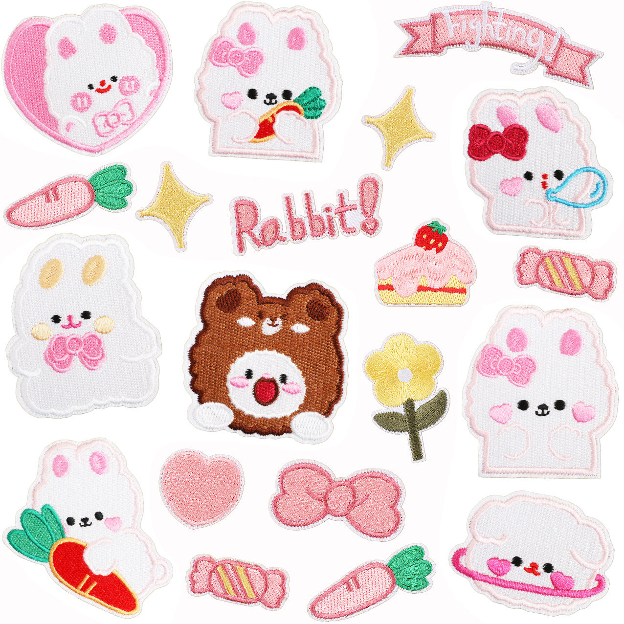 Bordir Patch Karakter Kartun Hewan Kelinci Lucu Rabbit Bunny Series Iron On Iron Patch Setrika Baju