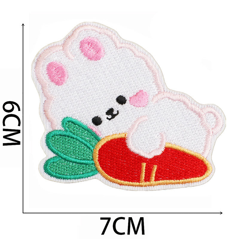 Bordir Patch Karakter Kartun Hewan Kelinci Lucu Rabbit Bunny Series Iron On Iron Patch Setrika Baju