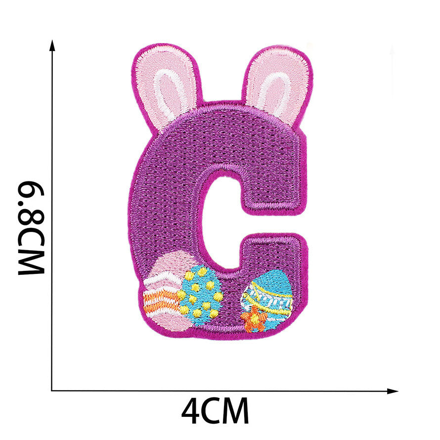 Bordir Patch Huruf Abjad Capital Letter Easter Series Iron On Iron Patch Setrika Baju Tema Paskah