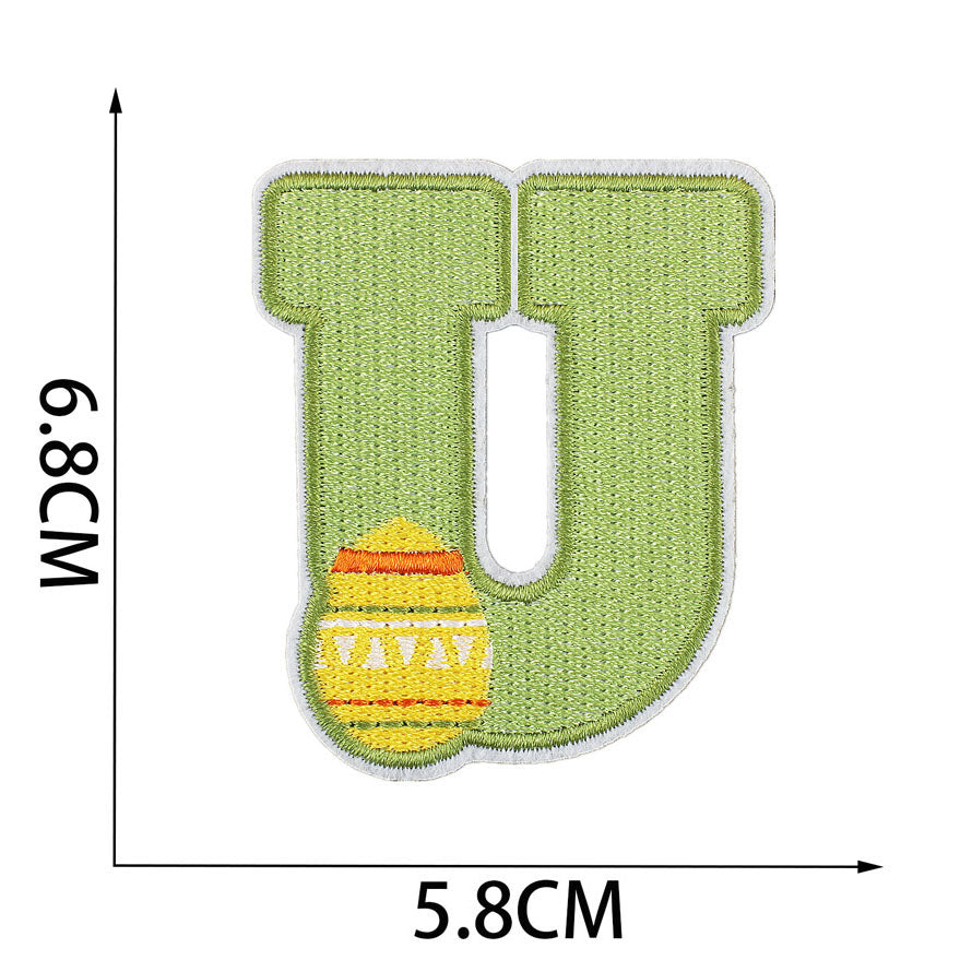 Bordir Patch Huruf Abjad Capital Letter Easter Series Iron On Iron Patch Setrika Baju Tema Paskah