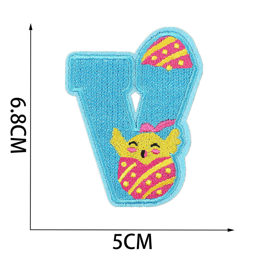 Bordir Patch Huruf Abjad Capital Letter Easter Series Iron On Iron Patch Setrika Baju Tema Paskah