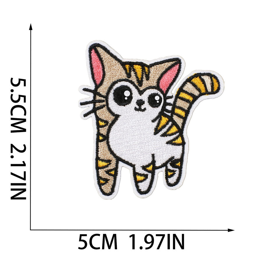 Bordir Patch Karakter Kartun Hewan Kucing Cat Animal Series Iron On Iron Patch Setrika Baju C