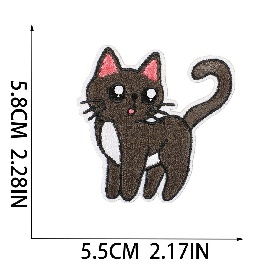 Bordir Patch Karakter Kartun Hewan Kucing Cat Animal Series Iron On Iron Patch Setrika Baju C