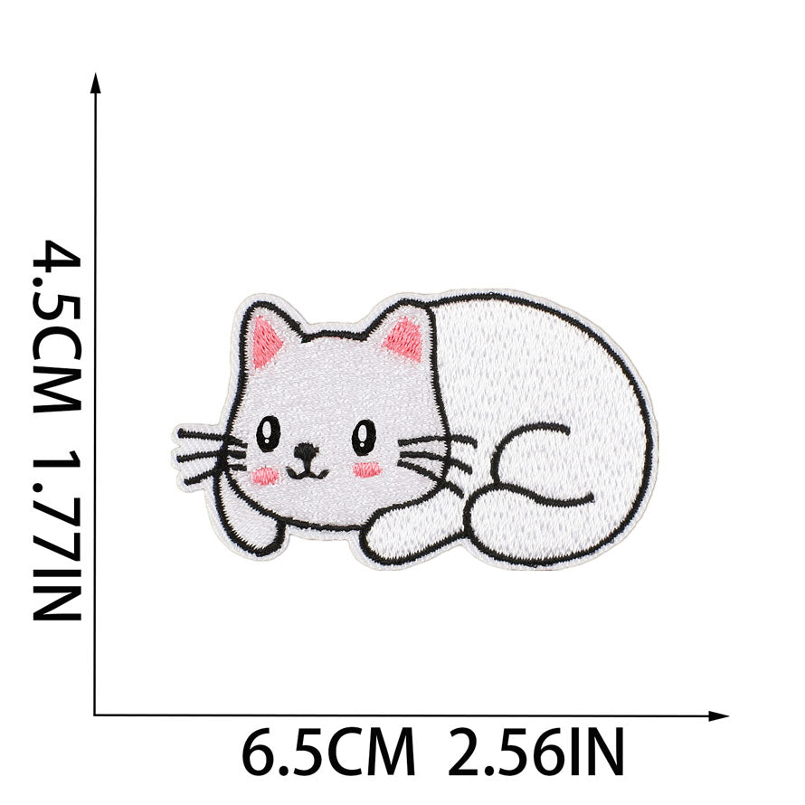 Bordir Patch Karakter Kartun Hewan Kucing Cat Animal Series Iron On Iron Patch Setrika Baju C