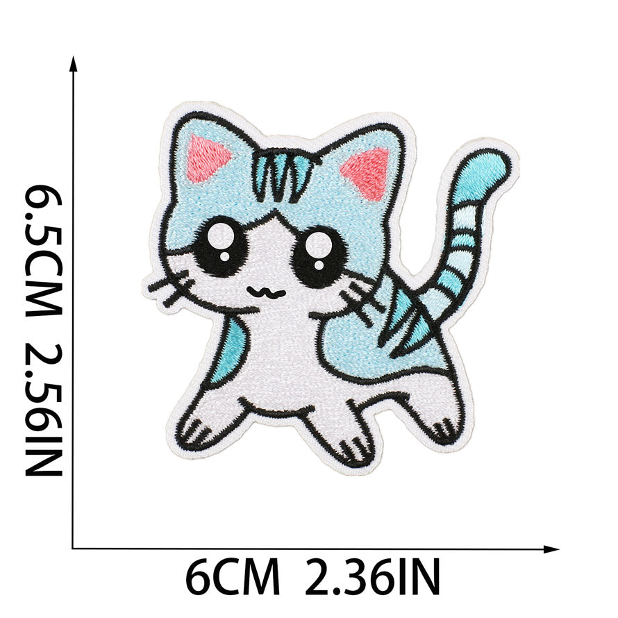 Bordir Patch Karakter Kartun Hewan Kucing Cat Animal Series Iron On Iron Patch Setrika Baju C