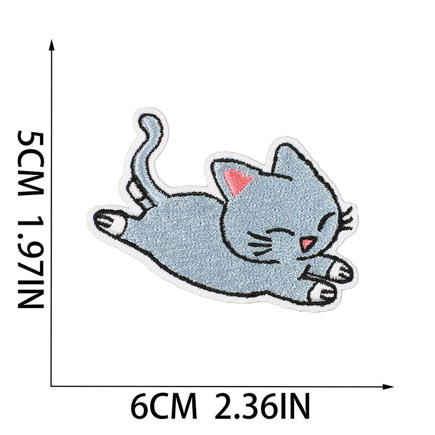 Bordir Patch Karakter Kartun Hewan Kucing Cat Animal Series Iron On Iron Patch Setrika Baju C