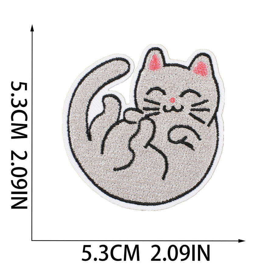 Bordir Patch Karakter Kartun Hewan Kucing Cat Animal Series Iron On Iron Patch Setrika Baju C