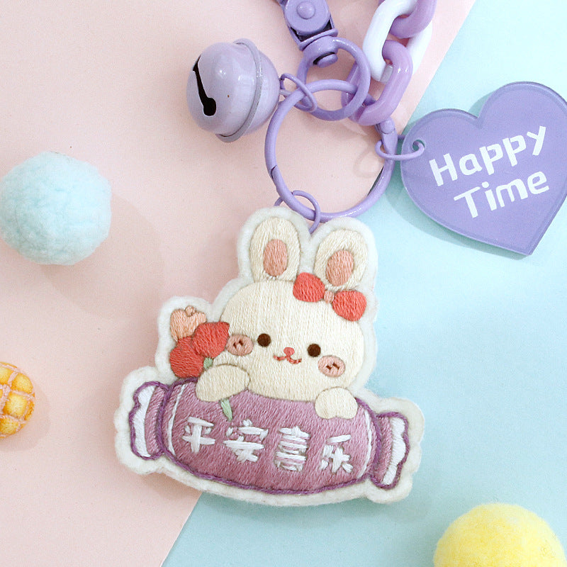 DIY Set Gantungan Kunci Sulam Couple Keychain Pendant Embroidery Kit
