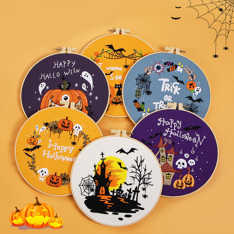 DIY Paket Sulam Tangan Set Menyulam Hand Embroidery Needle Kit Jahit Bordir Halloween Birthday Event