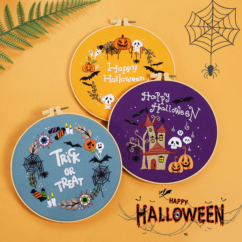 DIY Paket Sulam Tangan Set Menyulam Hand Embroidery Needle Kit Jahit Bordir Halloween Birthday Event