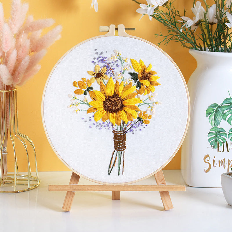 DIY Paket Sulam Tangan Set Menyulam Hand Embroidery Needle Kit Jahit Bordir Flower Bunga
