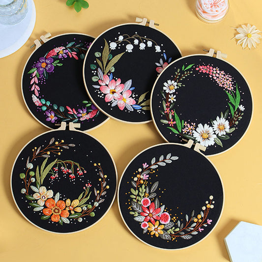 DIY Paket Sulam Tangan Set Menyulam Hand Embroidery Needle Kit Jahit Bordir Flower Bunga 2