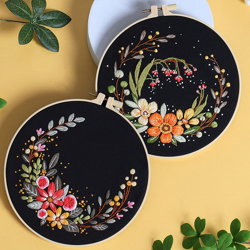 DIY Paket Sulam Tangan Set Menyulam Hand Embroidery Needle Kit Jahit Bordir Flower Bunga 2