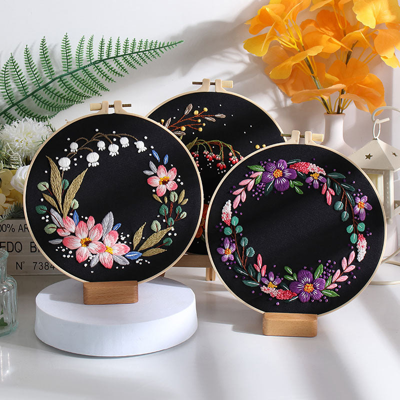 DIY Paket Sulam Tangan Set Menyulam Hand Embroidery Needle Kit Jahit Bordir Flower Bunga 2